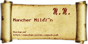 Mancher Milán névjegykártya