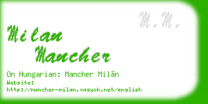 milan mancher business card